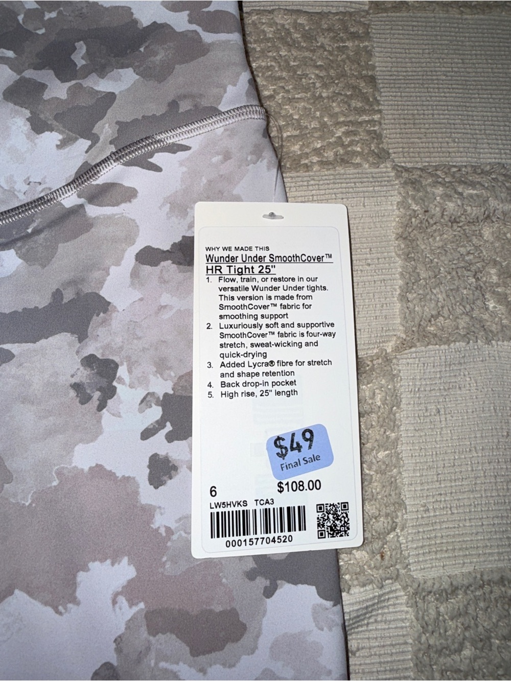 NWT Lululemon Wunder Under SmoothCover HR Tight 25” size 6 - Picture 2 of 4